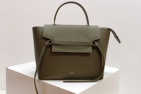 Replica Celine 189153 Micro Belt Bag in Green Grained Calfskin Leather