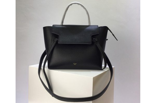 Replica Celine 189153 Micro Belt Bag in Black Grained Calfskin Leather