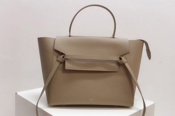 Replica Celine 189153 Micro Belt Bag in Gray Grained Calfskin Leather