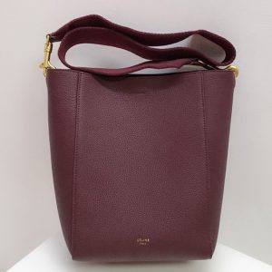 Replica Celine 189303 sangle small bucket bag in Bungundy soft grained calfskin