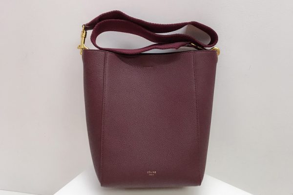 Replica Celine 189303 sangle small bucket bag in Bungundy soft grained calfskin