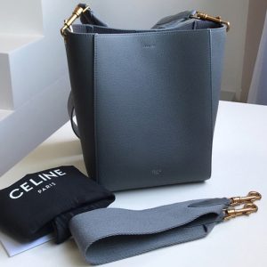 Replica Celine 189303 sangle small bucket bag in Blue soft grained calfskin