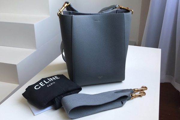 Replica Celine 189303 sangle small bucket bag in Blue soft grained calfskin