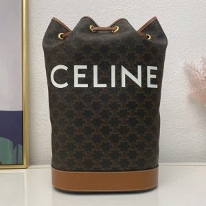 Replica Celine 191532 Medium Sailor bag in triomphe canvas with celine print tan calfskin