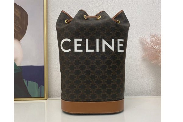 Replica Celine 191532 Medium Sailor bag in triomphe canvas with celine print tan calfskin