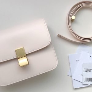 Replica Celine 192523 TEEN CLASSIC BAG IN Pink BOX CALFSKIN