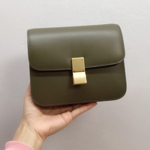 Replica Celine 192523 TEEN CLASSIC BAG IN Khaki Green BOX CALFSKIN