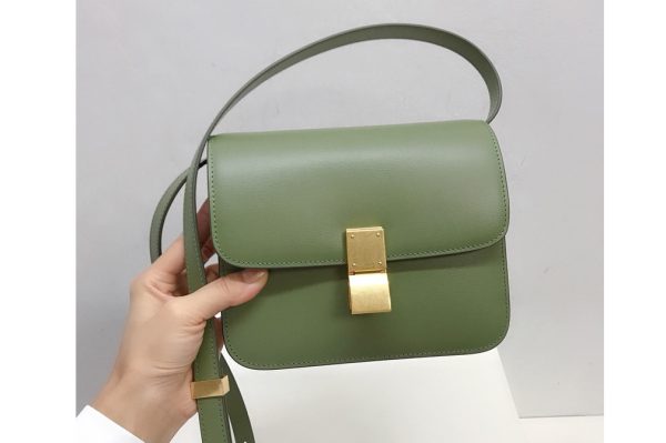 Replica Celine 192523 TEEN CLASSIC BAG IN Green BOX CALFSKIN