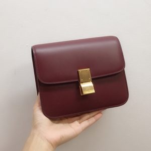 Replica Celine 192523 TEEN CLASSIC BAG IN Burgundy BOX CALFSKIN