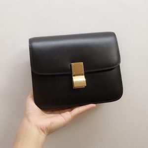 Replica Celine 192523 TEEN CLASSIC BAG IN Black BOX CALFSKIN