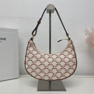 Replica Celine 193952 AVA BAG IN Red TRIOMPHE CANVAS AND CALFSKIN