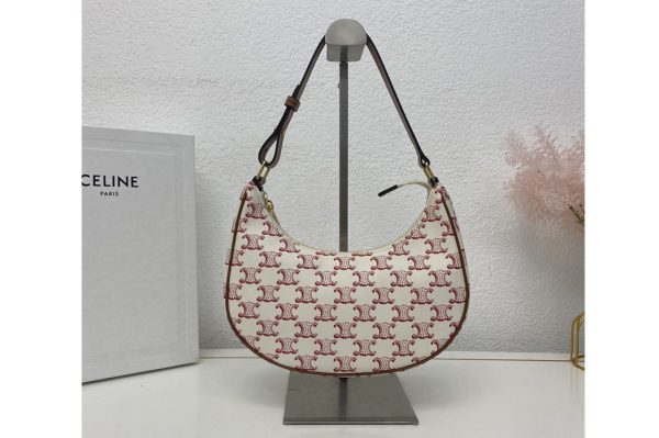 Replica Celine 193952 AVA BAG IN Red TRIOMPHE CANVAS AND CALFSKIN