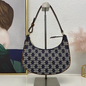 Replica Celine 193952 AVA BAG IN NAVY BLUE TEXTILE WITH TRIOMPHE EMBROIDERY