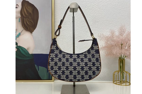 Replica Celine 193952 AVA BAG IN NAVY BLUE TEXTILE WITH TRIOMPHE EMBROIDERY