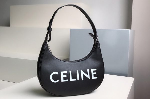 Replica Celine 193953 Ava Bag in Black smooth calfskin with celine print