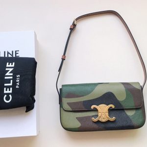 Replica Celine 194142 triomphe shoulder bag in camouflage triomphe canvas and calfksin