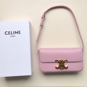 Replica Celine 194143 TRIOMPHE SHOULDER BAG IN FLAMINGO SHINY CALFSKIN