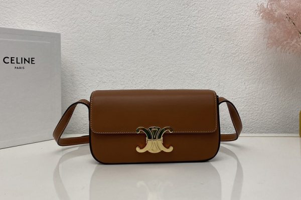 Replica Celine 194143 TRIOMPHE SHOULDER BAG IN NATURAL CALFSKIN Tan