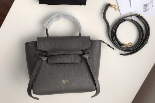 Replica Celine 194263 PICO BELT BAG IN Dark Gray GRAINED CALFSKIN