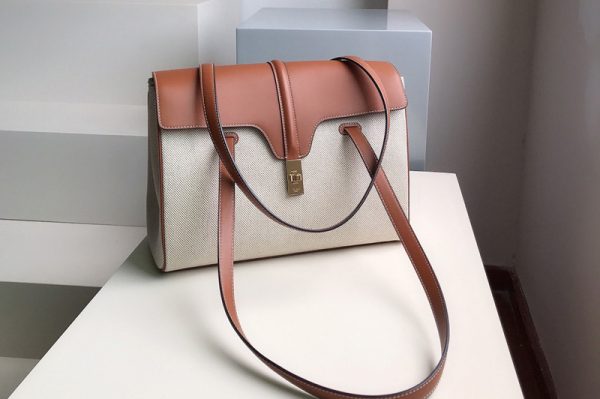 Replica Celine 195543 MEDIUM SOFT 16 BAG IN TAN SMOOTH CALFSKIN and Textile