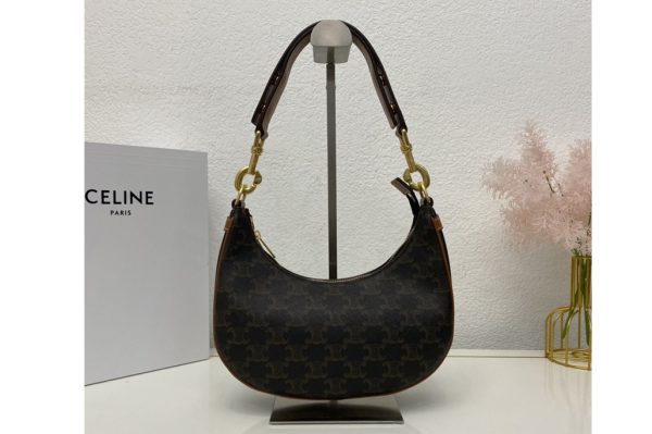 Replica Celine 196923 AVA BAG IN TRIOMPHE CANVAS AND CALFSKIN Brown