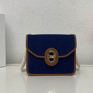 Replica Celine 196942 CLUTCH SULKY IN DENIM AND CALFSKIN NAVY / TAN