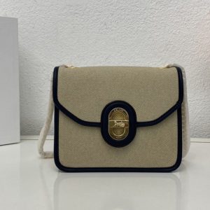 Replica Celine 196942 CLUTCH SULKY IN VANILLA/NAVY TEXTILE AND CALFSKIN