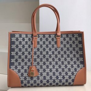 Replica Celine 197002 HORIZONTAL CABAS bag IN NAVY BLUE TEXTILE WITH TRIOMPHE EMBROIDERY