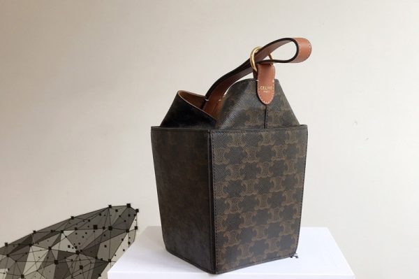 Replica Celine 197142 STRAP BOX IN TRIOMPHE CANVAS AND CALFSKIN Tan