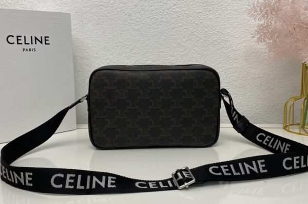 Replica Celine 197202 MEDIUM MESSENGER BAG IN Black TRIOMPHE CANVAS