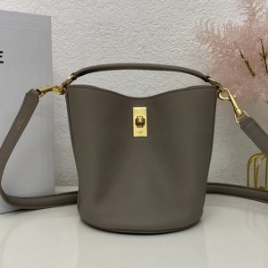 Replica Celine 197573 TEEN BUCKET 16 Bag IN Grey SMOOTH CALFSKIN