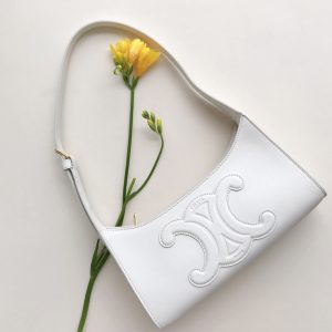 Replica Celine 198153 SHOULDER BAG CUIR TRIOMPHE IN White SMOOTH CALFSKIN