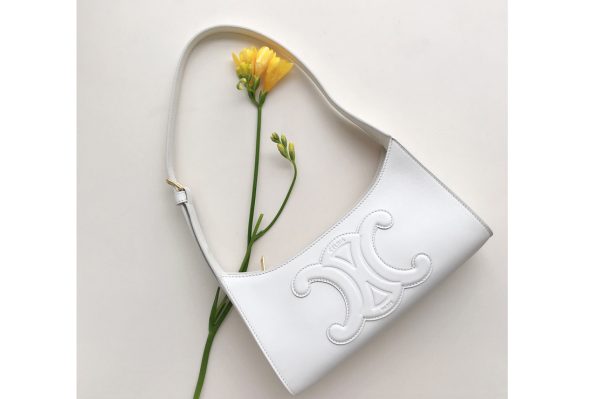 Replica Celine 198153 SHOULDER BAG CUIR TRIOMPHE IN White SMOOTH CALFSKIN