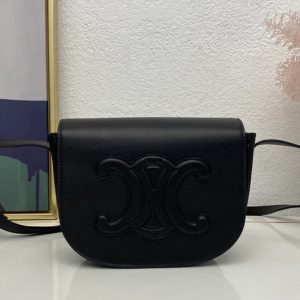 Replica Celine 198263 FOLCO CUIR TRIOMPHE IN Black SMOOTH CALFSKIN