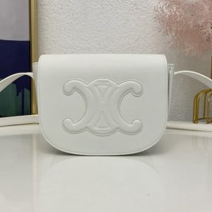 Replica Celine 198263 FOLCO CUIR TRIOMPHE IN White SMOOTH CALFSKIN