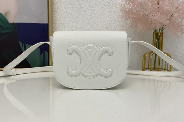 Replica Celine 198263 FOLCO CUIR TRIOMPHE IN White SMOOTH CALFSKIN