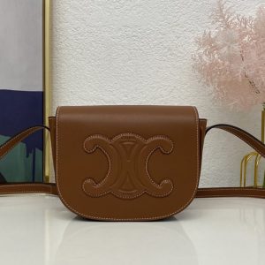 Replica Celine 198263 FOLCO CUIR TRIOMPHE IN Brown SMOOTH CALFSKIN