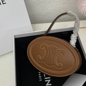 Replica Celine 198613 OVAL MINAUDIERE CUIR TRIOMPHE IN TAN SMOOTH CALFSKIN