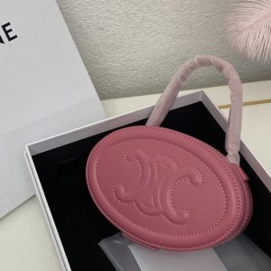 Replica Celine 198613 OVAL MINAUDIERE CUIR TRIOMPHE IN Pink SMOOTH CALFSKIN