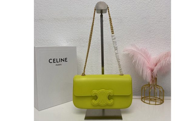 Replica Celine 199243 CHAIN SHOULDER BAG CUIR TRIOMPHE IN ANIS SHINY CALFSKIN