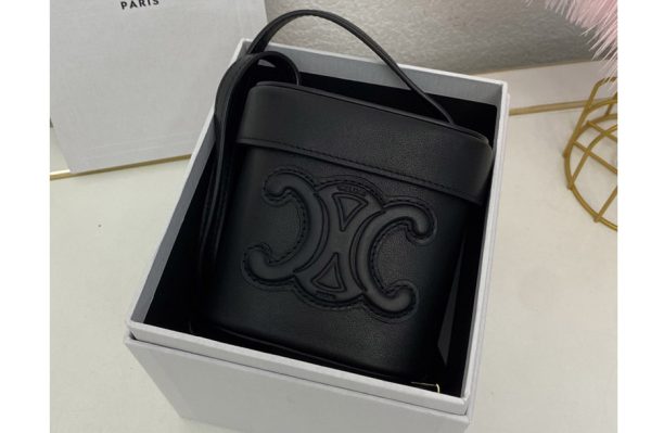 Replica Celine 199263 SMALL BOX CUIR TRIOMPHE Bag IN Black SMOOTH CALFSKIN