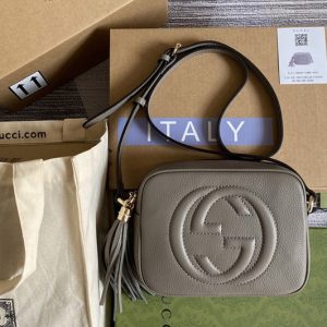 Replica Gucci 308364 Soho small leather disco bag in Gray Leather