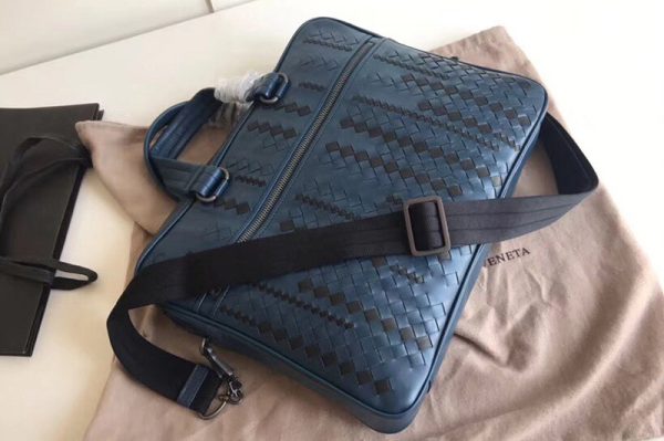 Replica Bottega Veneta 523320 briefcase Bag IN Blue Intrecciato Leather