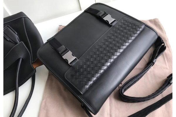 Replica Bottega Veneta 534435 Messenger bag IN Black Intrecciato Leather