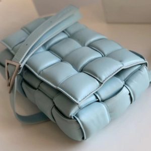 Replica Bottega Veneta 591970 padded cassette bag in Light Blue Lambskin Leather