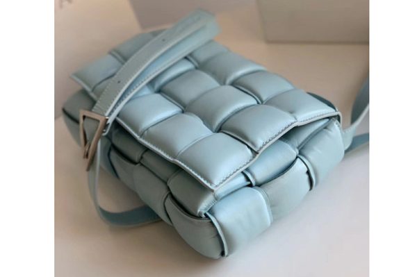 Replica Bottega Veneta 591970 padded cassette bag in Light Blue Lambskin Leather