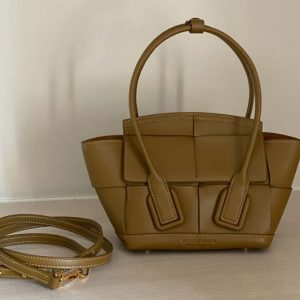 Replica Bottega Veneta 600606 BV Mini Arco Top-handle Bag In Mustard Calfskin Leather