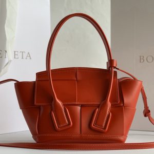 Replica Bottega Veneta 600606 BV Mini Arco Top-handle Bag In Red Calfskin Leather