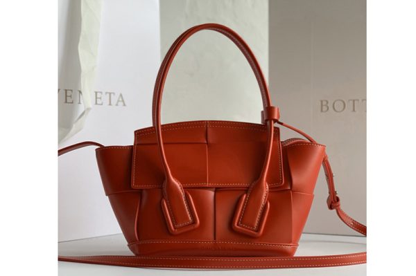 Replica Bottega Veneta 600606 BV Mini Arco Top-handle Bag In Red Calfskin Leather