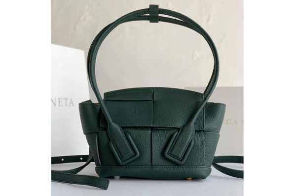 Replica Bottega Veneta 600606 BV Mini Arco Top-handle Bag In Green Calfskin Leather